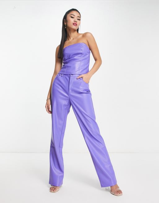 Vero Moda Top a tubino in pelle sintetica viola in coordinato ASOS