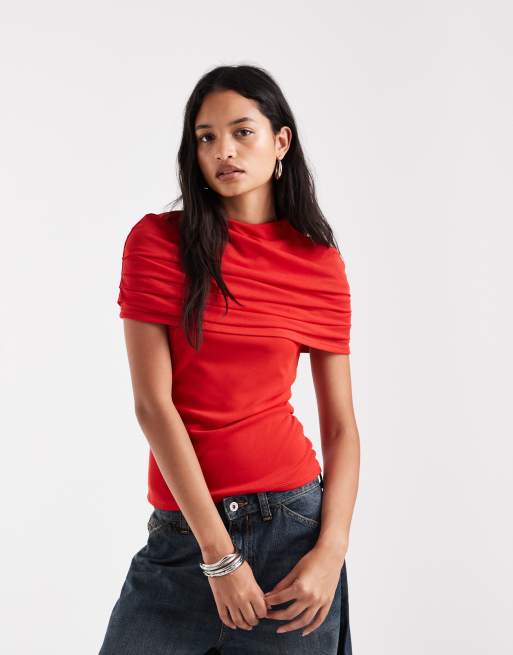 Vero Moda top con dettaglio mantella rosso, 1 di 4