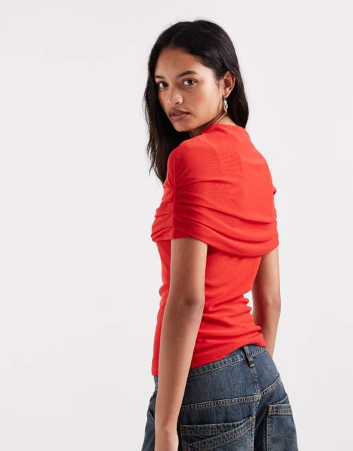 Vero Moda top con dettaglio mantella rosso, 4 di 4