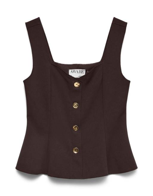 Vero Moda top coupe trapèze en chocolat, 5 de 5