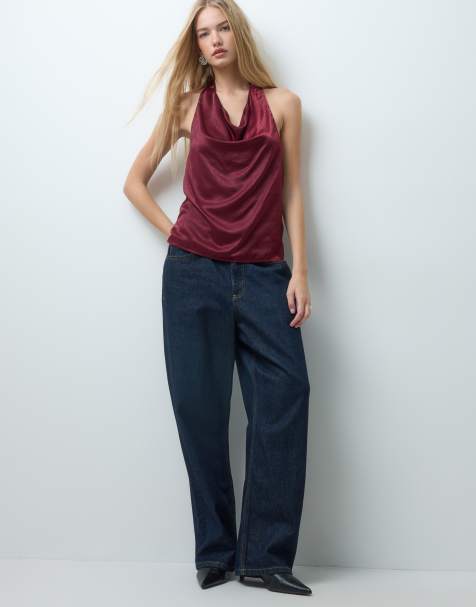 Vero Moda top dos nu à volant cascade bordeaux - view 1