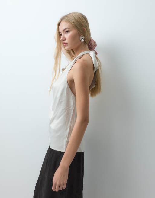 Vero Moda - top halter con caída fluida en crema, 4 de 4
