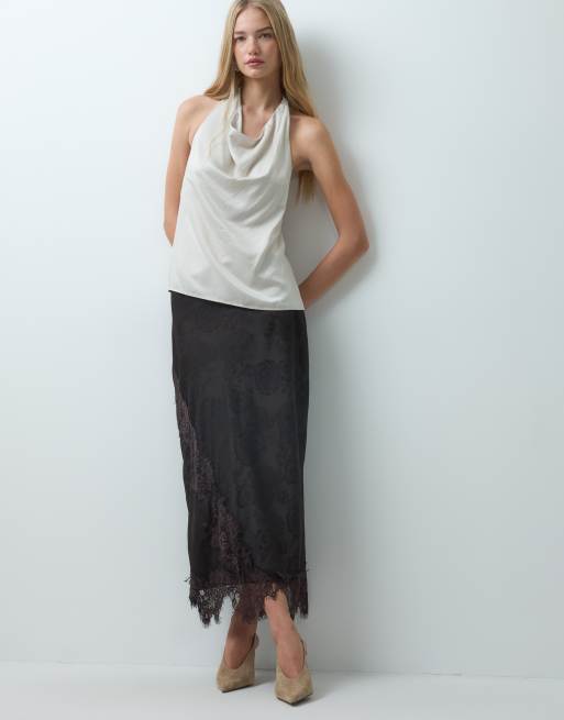 Vero Moda top halter z kaskadowym dekoltem w kolorze kremowym, 2 z 4