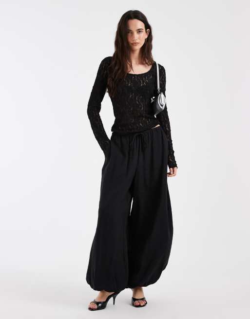 Vero Moda top in pizzo reversibile a maniche lunghe nero, 3 di 4