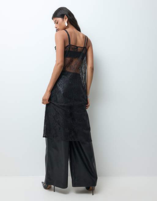 Vero Moda top lencero de encaje con tirantes finos en negro, 5 de 5