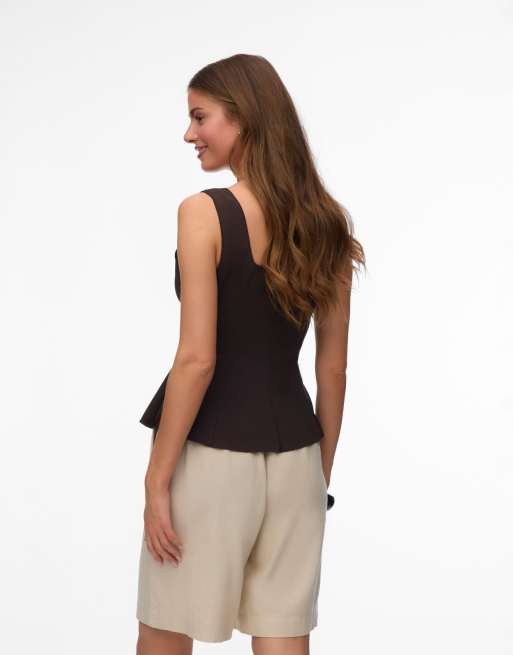 Vero Moda top med A-facon i chokoladebrun, 2 af 5