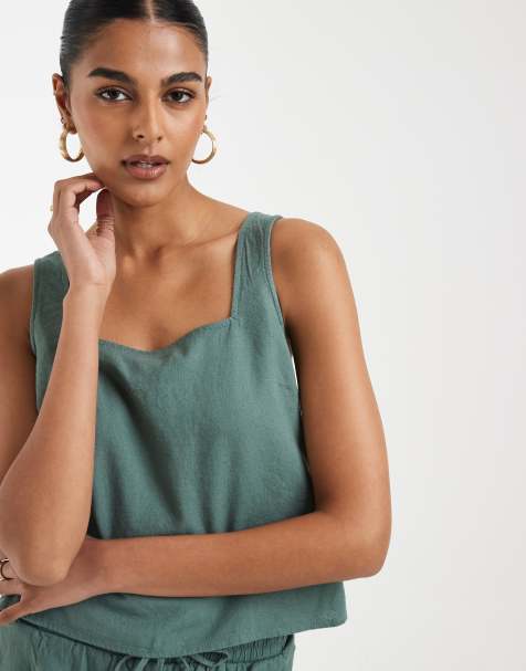 Vero Moda - Top sans manches d'ensemble boutonné dans le dos - Vert - view 1