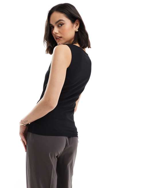 Vero Moda - Top sans manches en jersey à encolure bateau - Noir, 4 de 4