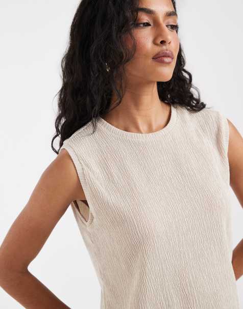 Vero Moda - Top sans manches texturé et plissé d'ensemble - Taupe - view 1