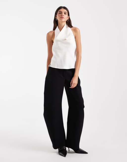 Vero Moda top satynowy bez rękawów z dekoltem typu halter w kolorze kremowym, 2 z 4