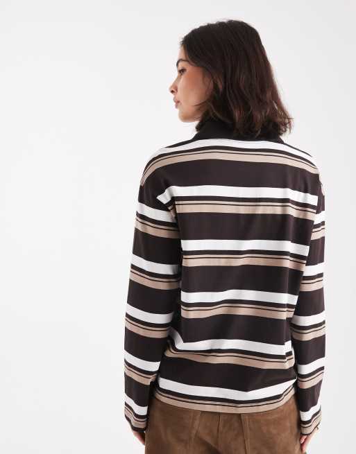Vero Moda Top stile rugby comodo a righe color cioccolato