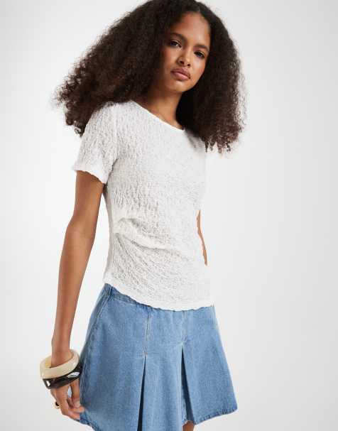 Vero Moda - Top texturé effet froissé à fronces asymétriques - Blanc - view 1