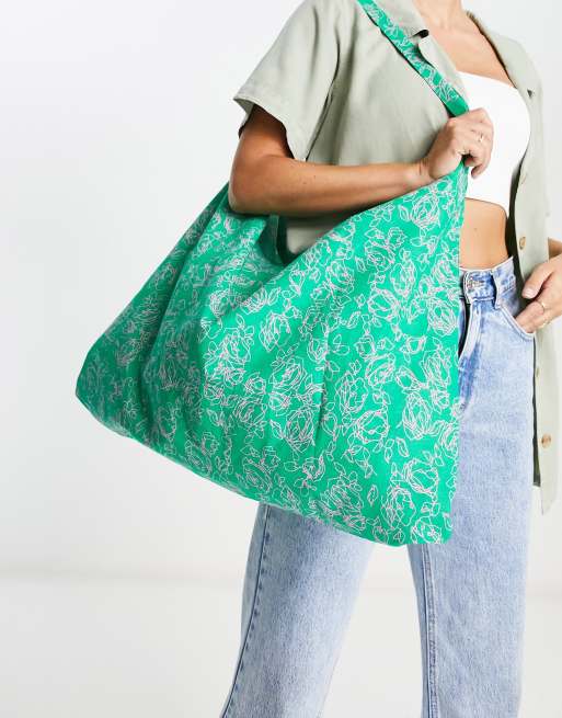 Vero Moda tote bag in green print