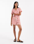 [Vero Moda] Vero Moda towelling shorts in red stripe (Part of a set) XL BIRCH FIERY RED