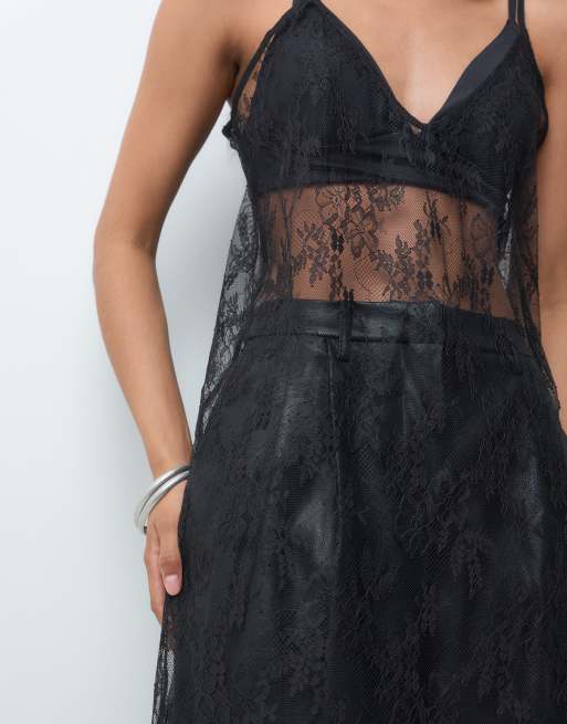 Vero Moda Trägertop mit Spitze zum Layern in Schwarz, 4 von 5