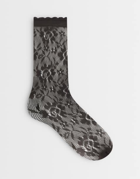 Vero Moda transparente Socken mit gewelltem Saum in Schokobraun - view 1