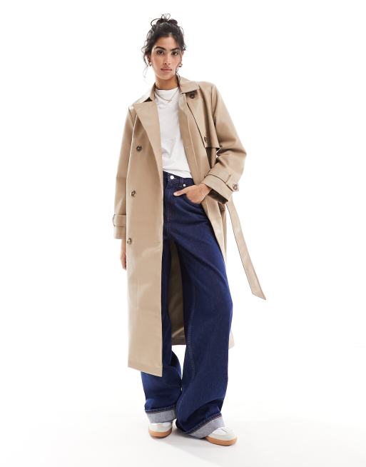 Vero Moda - Trench-coat ceinturé en similicuir - Taupe, 2 de 4