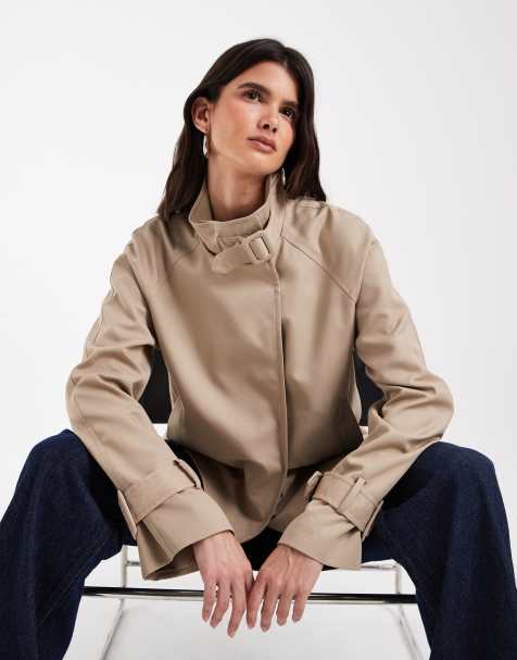 Vero Moda - Trench-coat court à col cheminée - Vison argenté - view 1