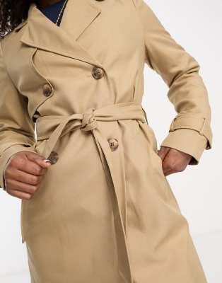 Vero Moda double breasted trench coat in pale khaki