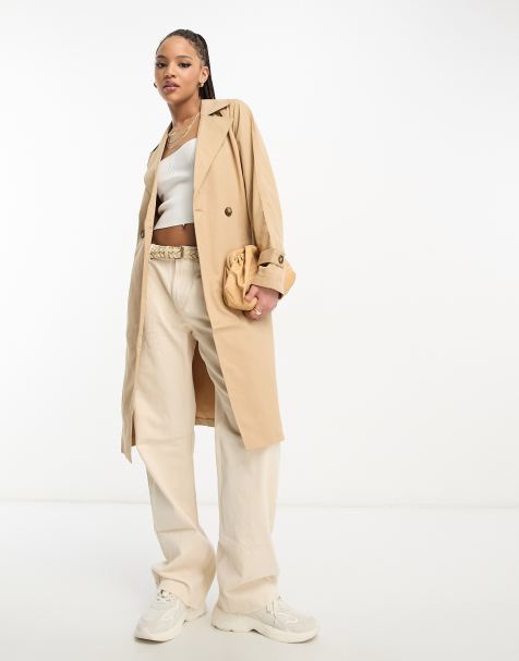 Vero Moda trench coat in stone - view 1