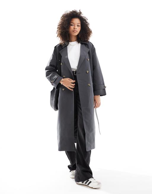 Vero Moda - Trench taglio lungo grigio asfalto con cintura