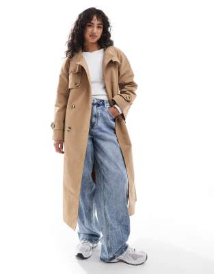 Vero Moda - Trenchcoat in Kamelbraun mit gestepptem Futter-Neutral