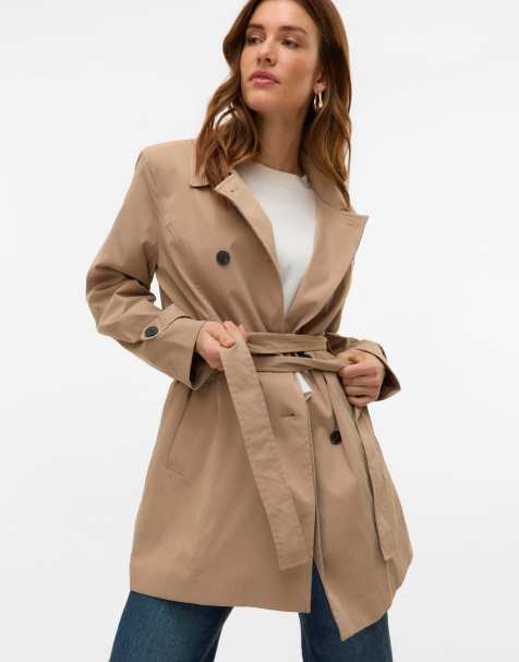 Vero Moda – Trenchcoat in Silber-Nerzbraun - view 1
