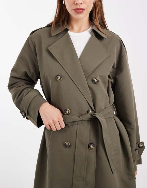 Vero Moda - Trenchcoat met lange pasvorm en ceintuur in kalamata groen, 4 van 4