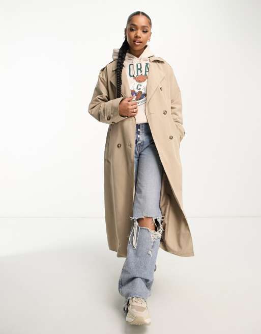 Vero Moda - Trenchcoat met lange pasvorm en riem in stone, 4 van 4