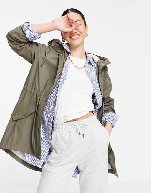 Vero Moda – Trenchcoat-Regenjacke in Khaki