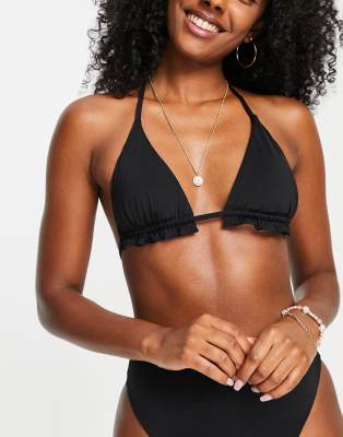 Vero Moda Triangle Bikini Top In Black