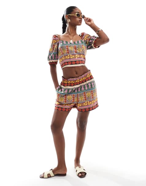 Vero Moda tropical summer printed short co-ord in multicolour - view 1