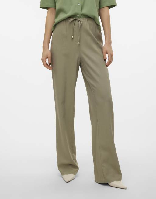 Vero Moda Trousers in laurel oak