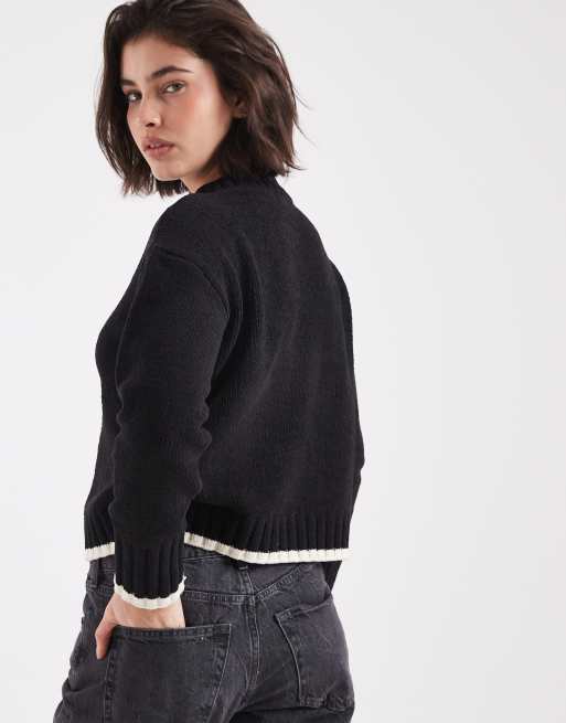 Vero Moda - Trui met ronde hals en contrasterende bies in zwart, 4 van 4
