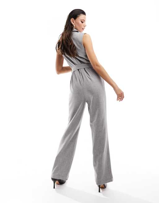 Vero Moda - Tuta jumpsuit sartoriale senza maniche grigia con cintura , 2 di 4