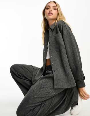 Vero Moda twill oversized shacket in grey (part of a set) 