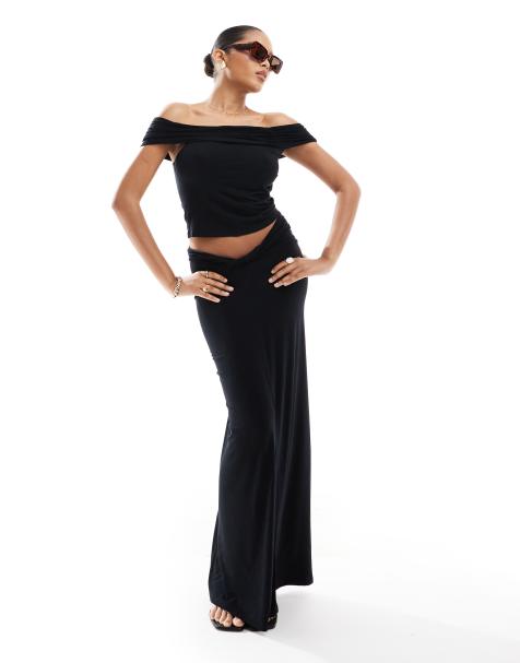 Vero Moda twist front jersey maxi skirt co-ord in black - view 1