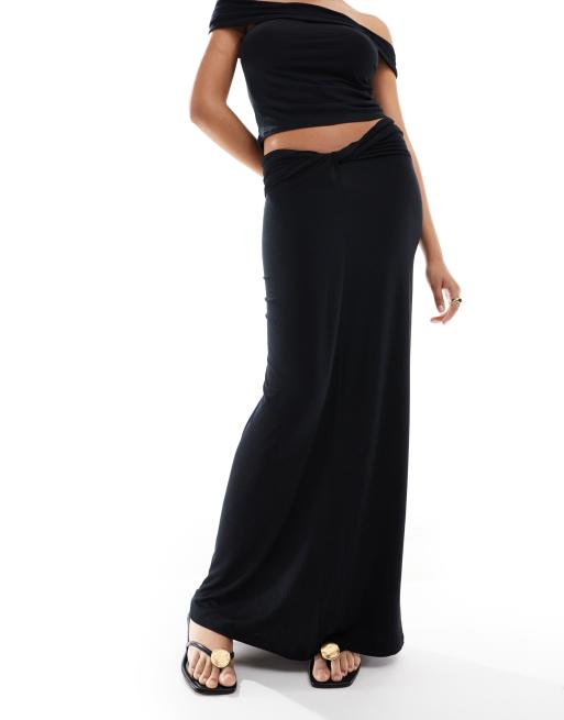 Vero Moda twist front jersey maxi skirt in black - part of a set