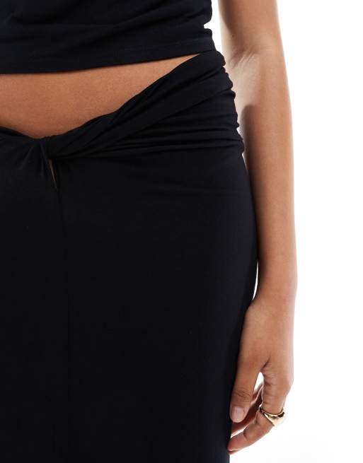 Vero Moda twist front jersey maxi skirt in black - part of a set