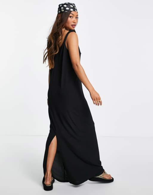 ASOS Black Tank Maxi Dress with Twisted Waist Detail, Size 24 – The Plus  Bus Boutique