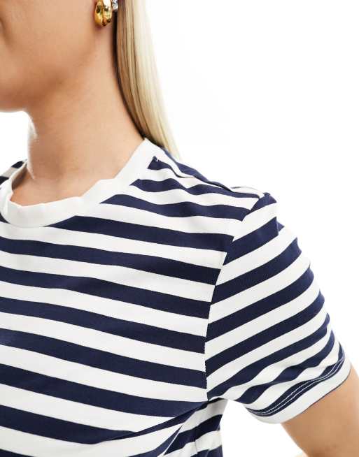 Vero Moda – Umstandsmode – Mini-T-Shirt-Kleid in Marineblau und Weiß gestreift, 4 von 4