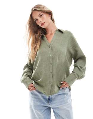 v-neck shirt in khaki green