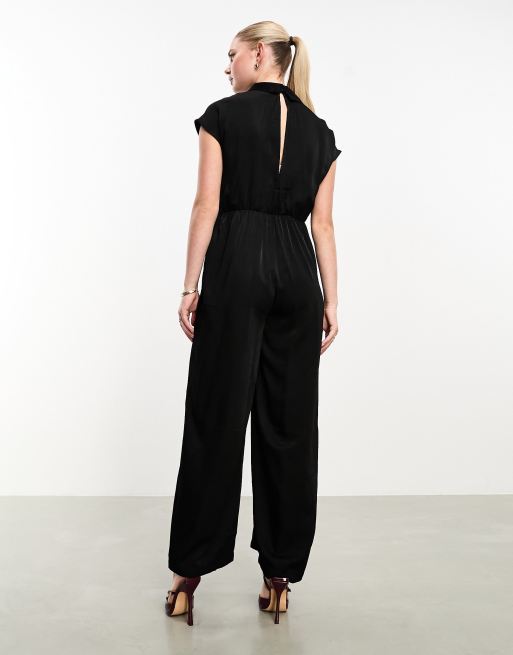 Vero Moda V-neck short sleeve jumpsuit in black