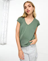 Topshop premium basic slouchy v neck tee in black | ASOS