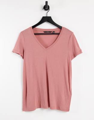 Vero Moda v neck t-shirt in rose pink 