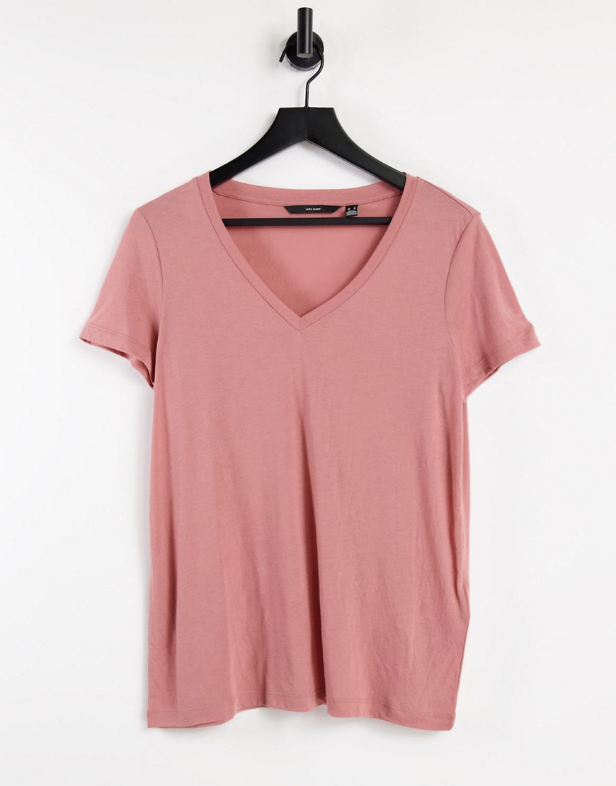Vero Moda v neck t-shirt in rose pink