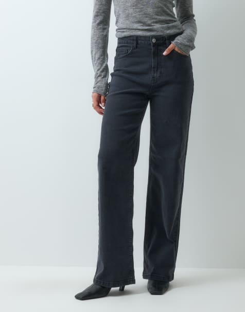 Vero Moda vaqueros de pernera ancha de talle alto en denim gris oscuro - view 1