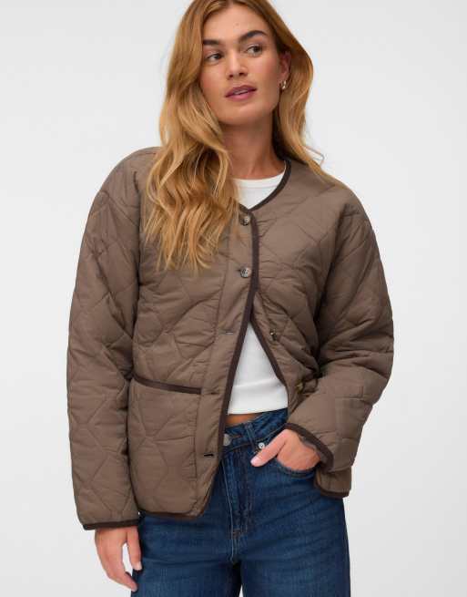 Vero Moda vatteret jakke i chocolate chip, 3 af 5