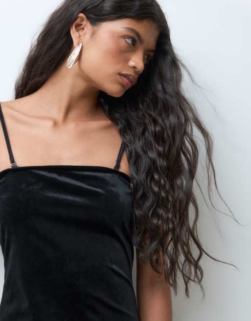 Vero Moda velvet midi dress with lace skirt in black, 3 of 5