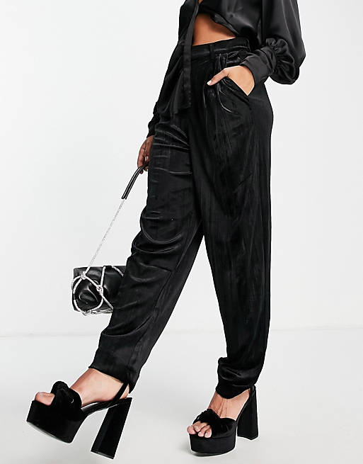 Vero Moda velvet tailored trouser co-ord in black